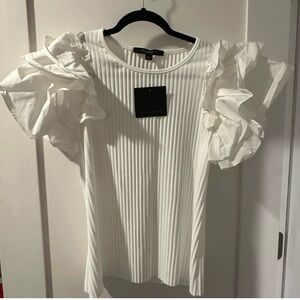 Elegant White Ruffled Sleeve Blouse.